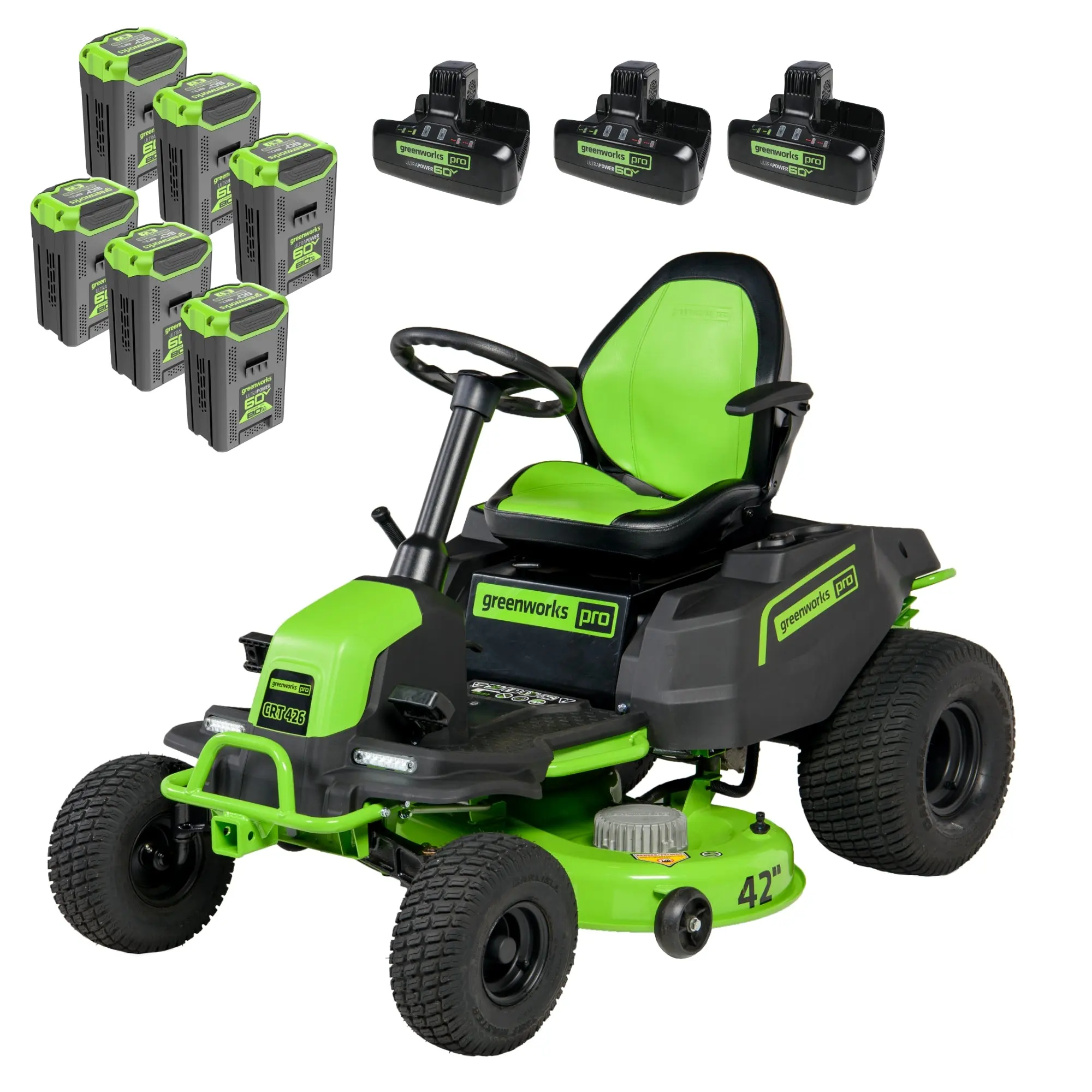 1-424 Greenworks 60V 42″ Cordless Battery CrossoverT Riding Lawn Mowers. - Image 1