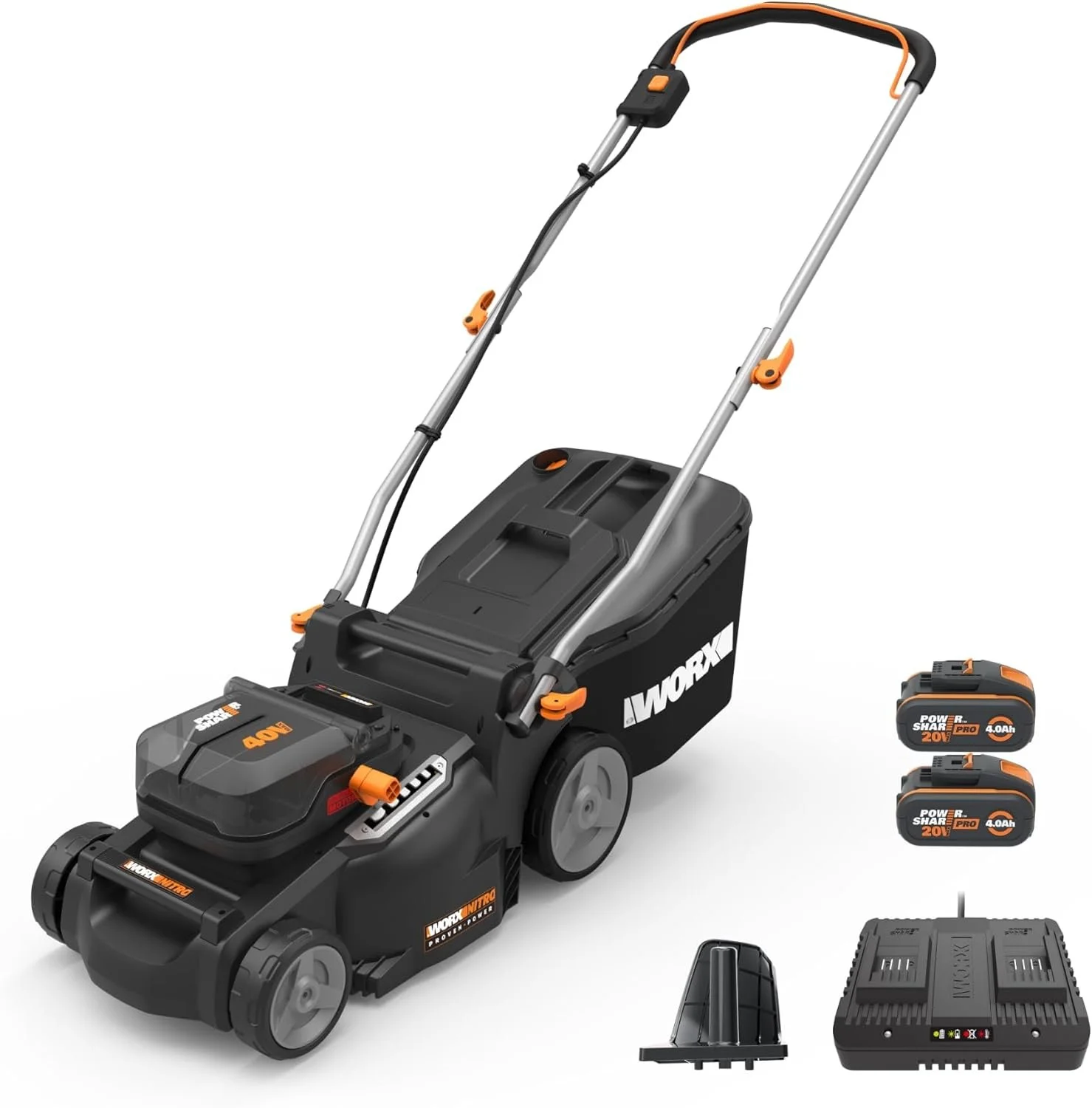 1-503 WORX Nitro 40V 16″ Cordless Lawn Mowers w/Brushless Motor 2.0 & Intellicut. - Image 1